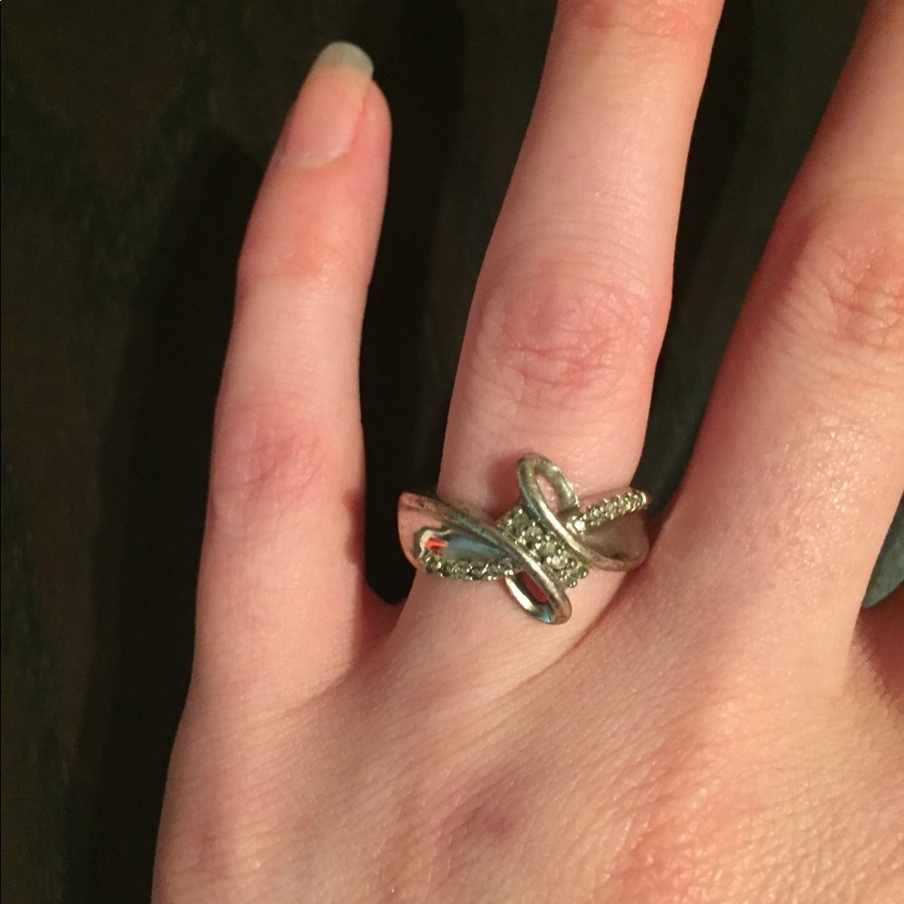 Silver and diamond chip ring